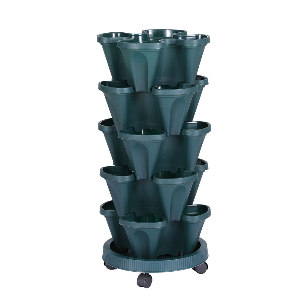 Green Fingers Garden Bed 5 Tier Vertical Garden Strawberry Stackable Planters Herbs Petunias-Home &amp; Garden &gt; Garden Beds &gt; Grow Bags-PEROZ Accessories