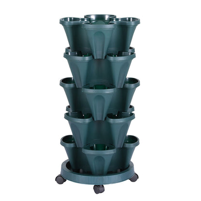 Green Fingers Garden Bed 5 Tier Vertical Garden Strawberry Stackable Planters Herbs Petunias-Home &amp; Garden &gt; Garden Beds &gt; Grow Bags-PEROZ Accessories
