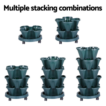 Green Fingers Garden Bed 5 Tier Vertical Garden Strawberry Stackable Planters Herbs Petunias-Home &amp; Garden &gt; Garden Beds &gt; Grow Bags-PEROZ Accessories