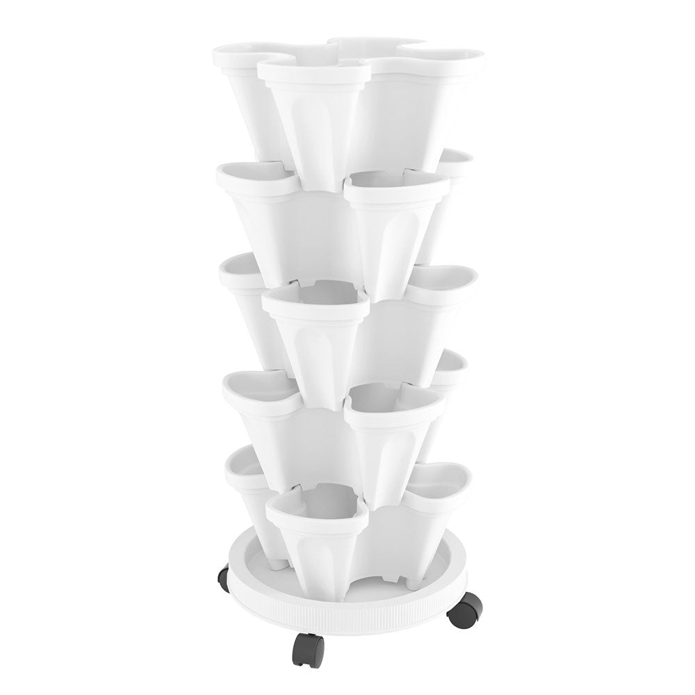 Green Fingers Garden Bed 5 Tier Vertical Garden Strawberry Stackable Planters Herbs Petunias-Home &amp; Garden &gt; Garden Beds &gt; Grow Bags-PEROZ Accessories