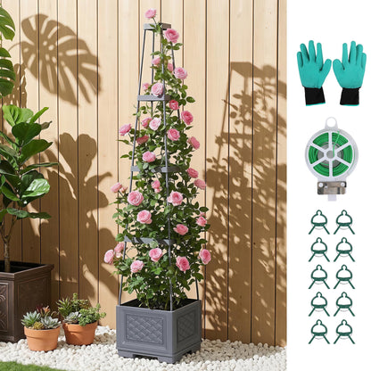 Green Fingers Self Watering Planter with Trellis Adjustable Height Modular Tomato Box 4 Layer 140cm-Home &amp; Garden > Garden Beds > Garden Beds &amp; Planters-PEROZ Accessories