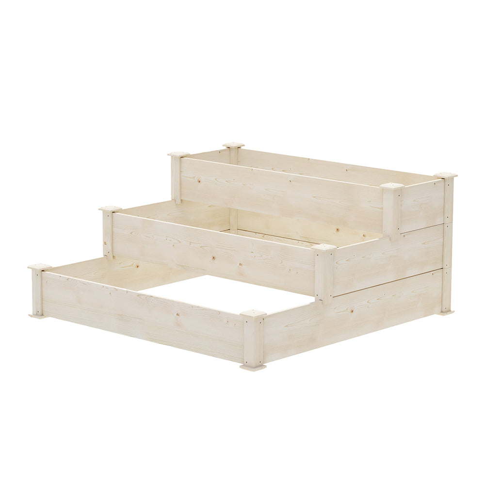 Green Fingers 3-Tier Wooden Raised Garden Bed Elevated Ground Vegetable Planter Box-Home &amp; Garden &gt; Garden Beds &gt; Garden Beds &amp; Planters-PEROZ Accessories