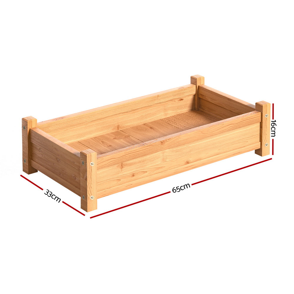 Green Fingers Garden Bed 65x33x16cm Wooden Planter Box Raised Container Growing-Home &amp; Garden &gt; Garden Beds &gt; Garden Beds &amp; Planters-PEROZ Accessories