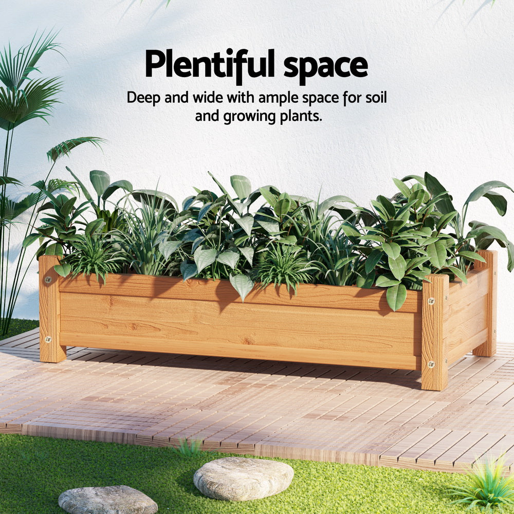 Green Fingers Garden Bed 65x33x16cm Wooden Planter Box Raised Container Growing-Home &amp; Garden &gt; Garden Beds &gt; Garden Beds &amp; Planters-PEROZ Accessories