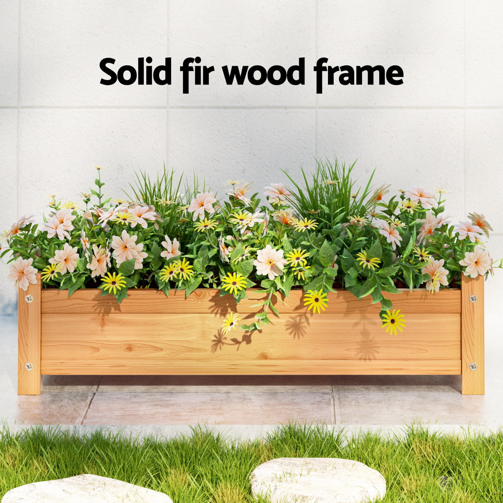 Green Fingers Garden Bed 65x33x16cm Wooden Planter Box Raised Container Growing-Home &amp; Garden &gt; Garden Beds &gt; Garden Beds &amp; Planters-PEROZ Accessories