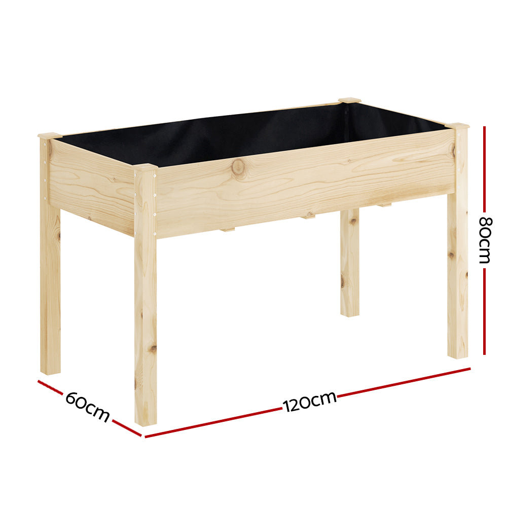 Green Fingers Garden Bed Elevated 120x60x80cm Wooden Planter Box Raised Container-Home &amp; Garden &gt; Garden Beds &gt; Garden Beds &amp; Planters-PEROZ Accessories