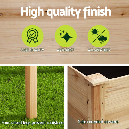 Green Fingers Garden Bed Elevated 120x60x80cm Wooden Planter Box Raised Container-Home &amp; Garden &gt; Garden Beds &gt; Garden Beds &amp; Planters-PEROZ Accessories