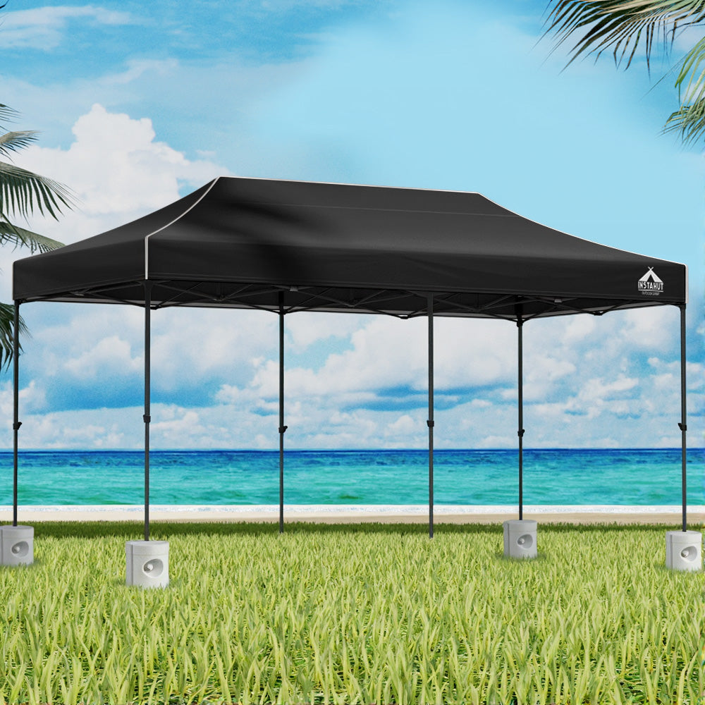 Instahut Gazebo Pop Up Marquee 3x6 Folding Outdoor 500D Tent Base Pod Black-Home &amp; Garden > Shading-PEROZ Accessories