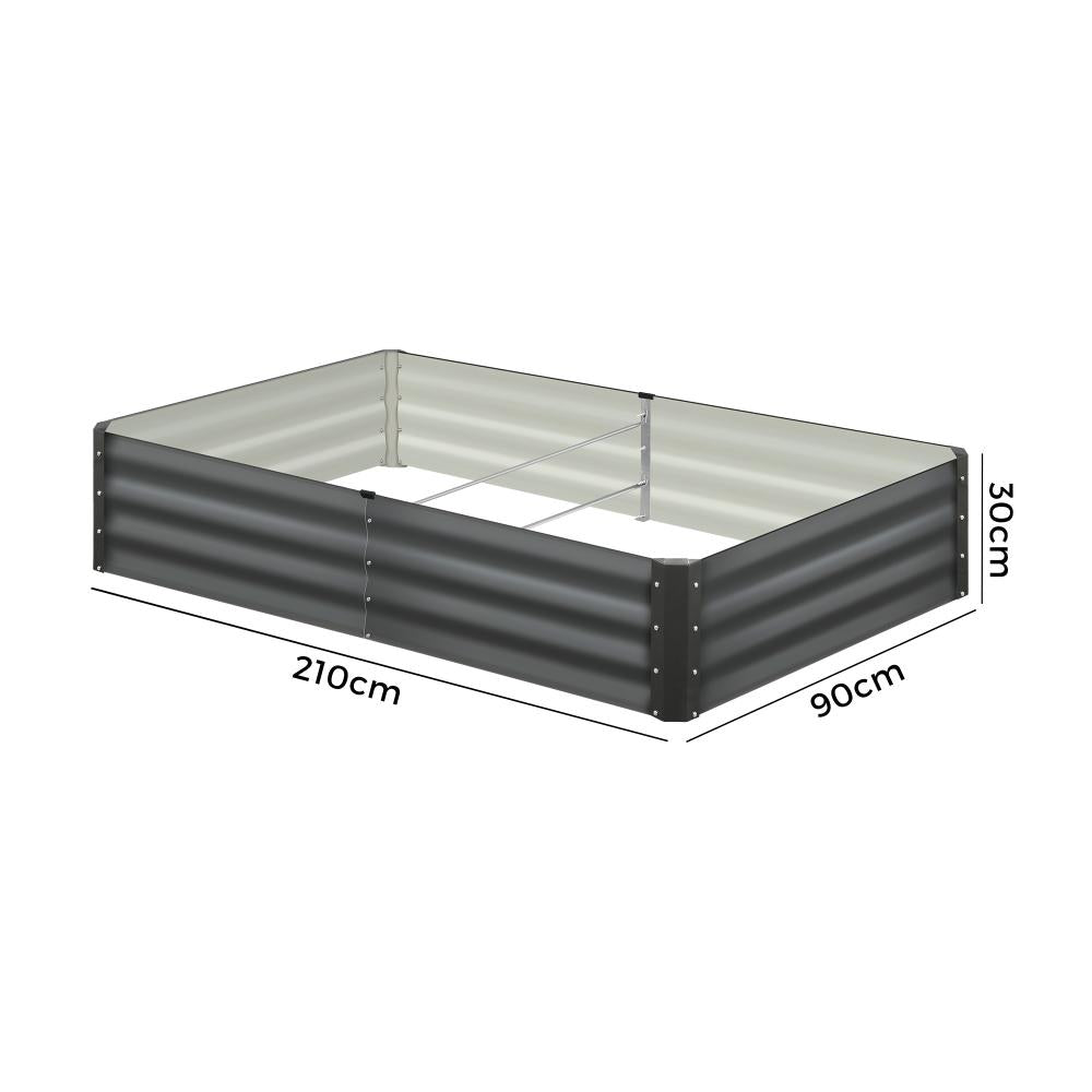 Livsip 210 x 90 x 30cm Garden Bed Galvanised Steel Raised Garden Bed 4pcs-Garden Beds-PEROZ Accessories