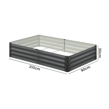 Livsip 210 x 90 x 30cm Garden Bed Galvanised Steel Raised Garden Bed 4pcs-Garden Beds-PEROZ Accessories
