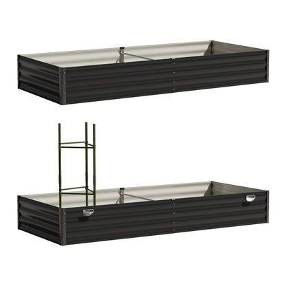 Livsip 2x Garden Bed 210x90x30cm LED Plant Stand Box Galvanise-Garden Bed-PEROZ Accessories