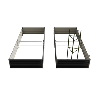 Livsip 2x Garden Bed 210x90x30cm LED Plant Stand Box Galvanise-Garden Bed-PEROZ Accessories