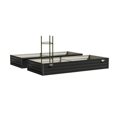 Livsip 4x Garden Bed 210x90x30cm LED Plant Stand Box Galvanise-Garden Bed-PEROZ Accessories