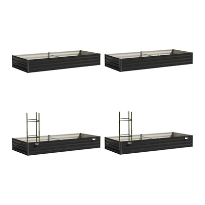 Livsip 4x Garden Bed 210x90x30cm LED Plant Stand Box Galvanise-Garden Bed-PEROZ Accessories
