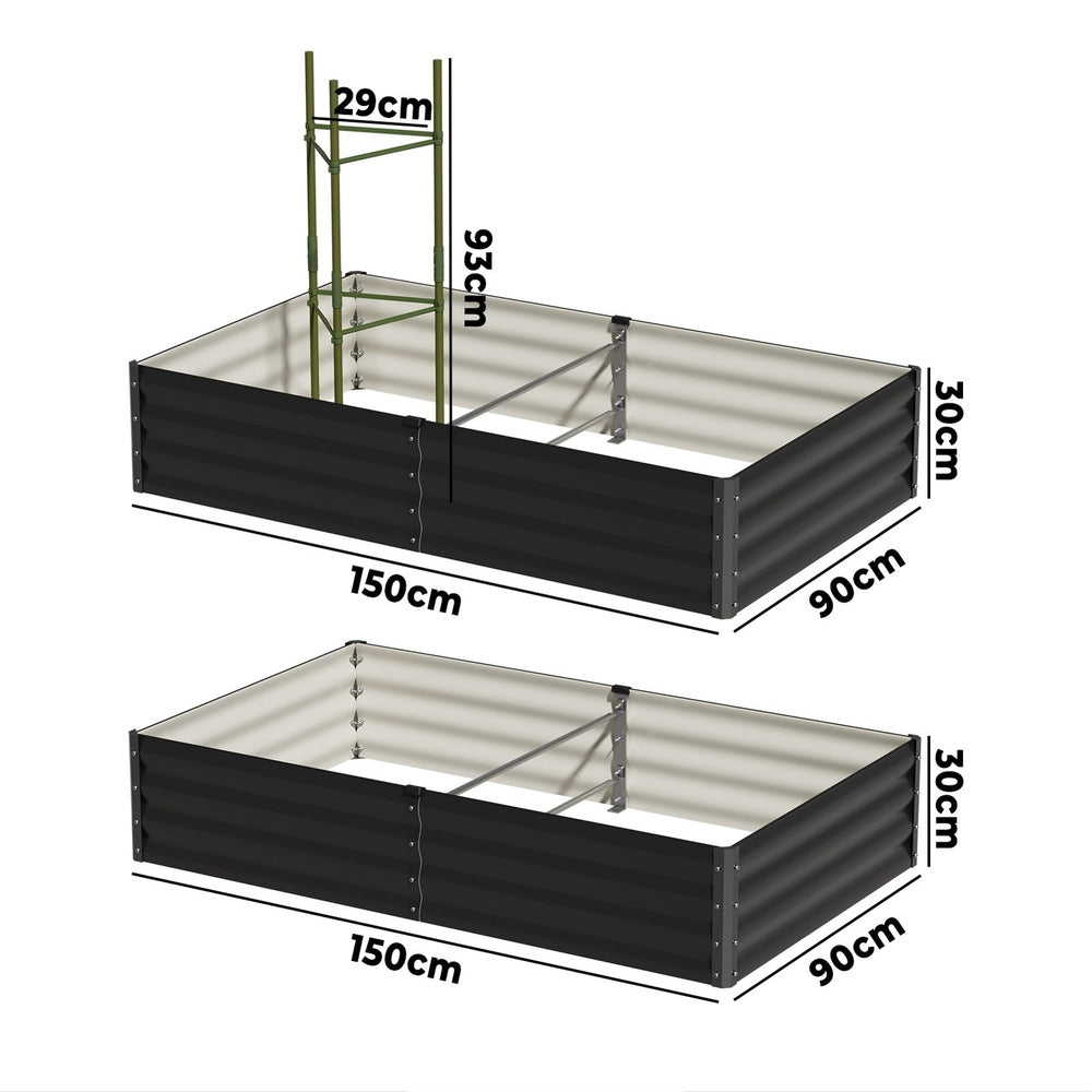 Livsip Garden Bed 290x90x30cm Planter Stand Box Galvanise-Garden Bed-PEROZ Accessories