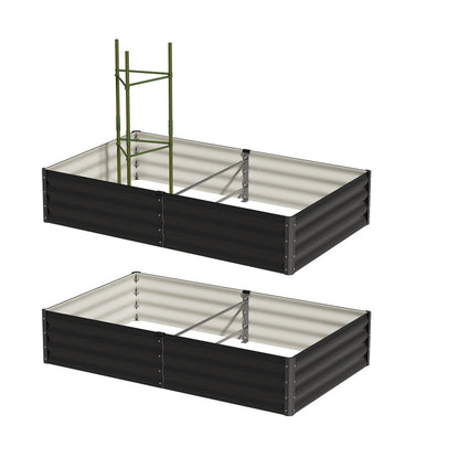 Livsip 2x Garden Bed 290x90x30cm Planter Stand Box Galvanise-Garden Bed-PEROZ Accessories