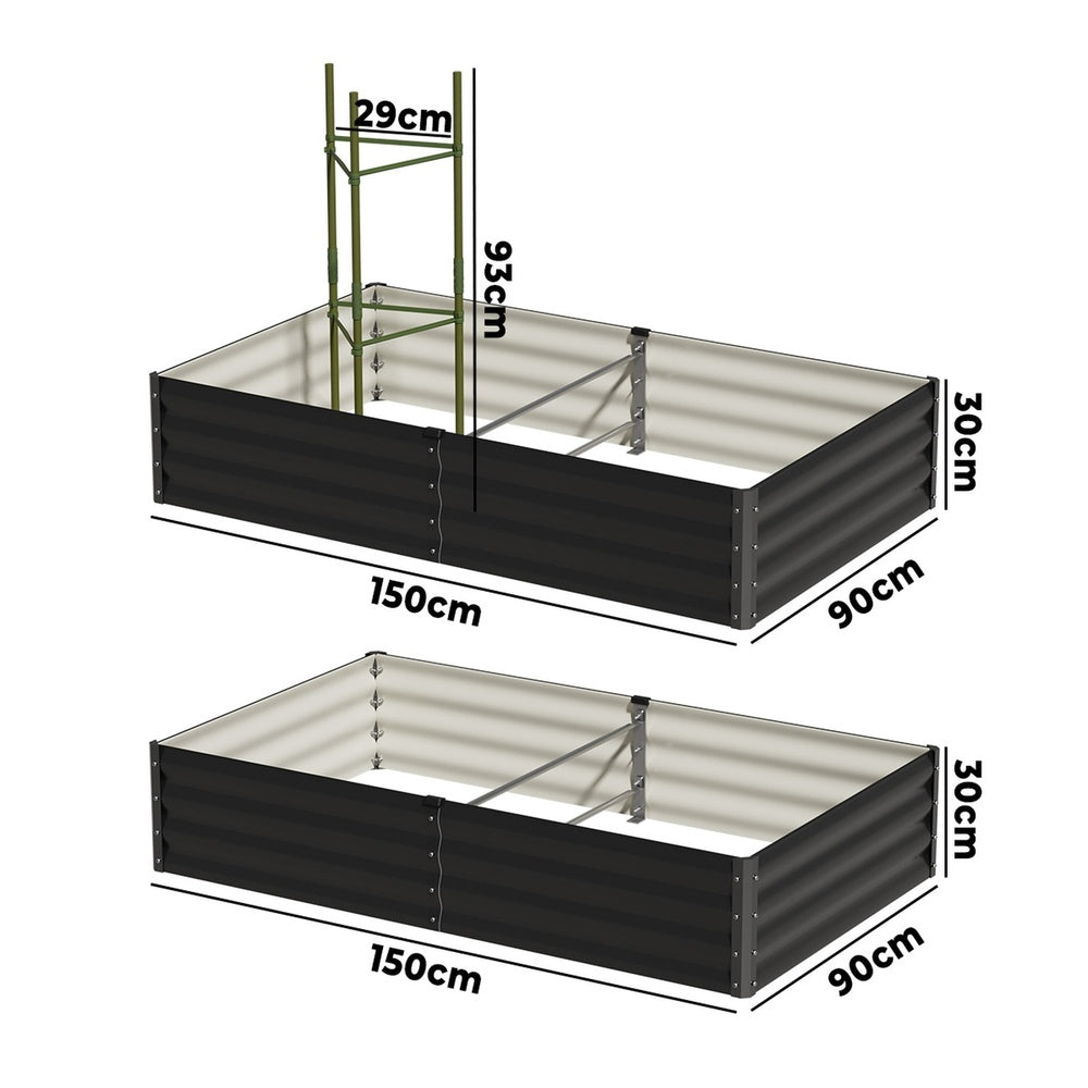Livsip 2x Garden Bed 290x90x30cm Planter Stand Box Galvanise-Garden Bed-PEROZ Accessories