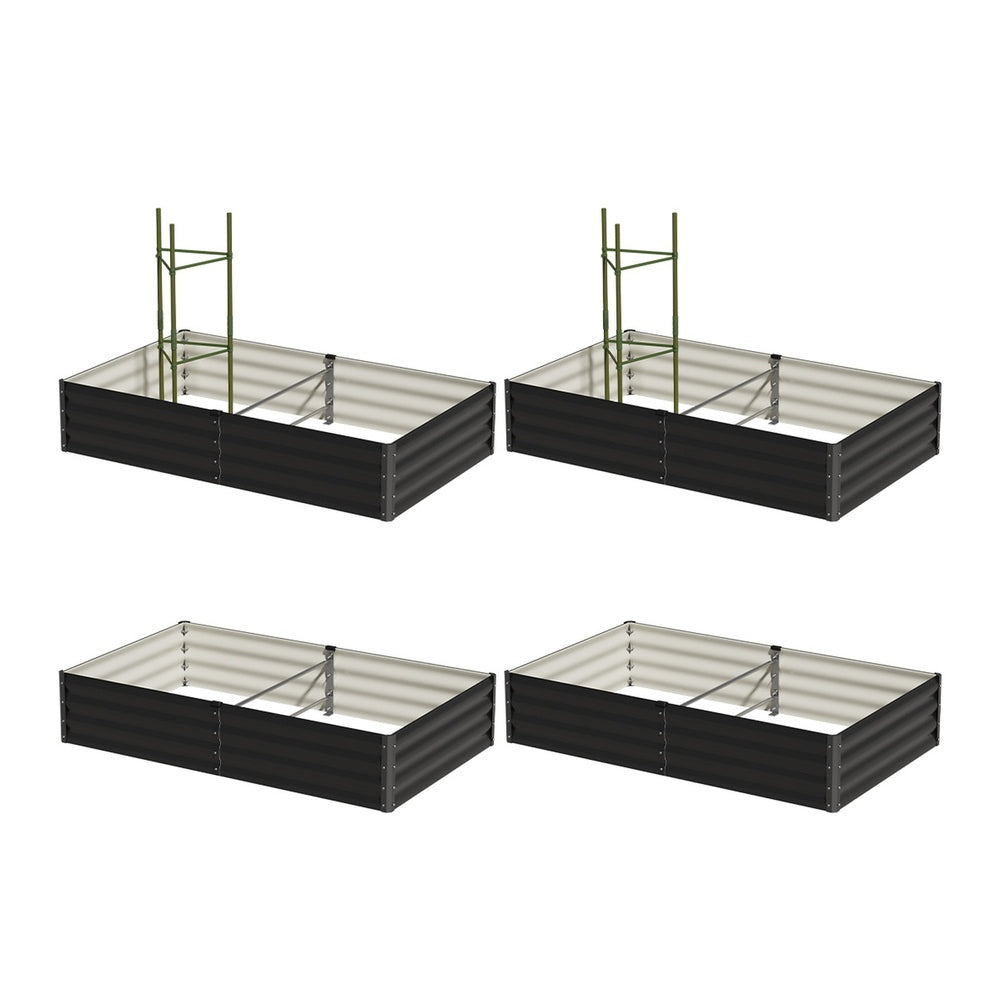 Livsip 2x Garden Bed 290x90x30cm Planter Stand Box Galvanise-Garden Bed-PEROZ Accessories