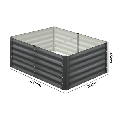 Livsip Garden Raised Bed Vegetable Planter Kit x2 Galvanised Steel 120x80x45CM-Garden Beds-PEROZ Accessories