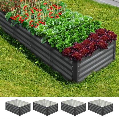 Livsip 120 x 80 x 45cm Garden Bed Galvanised Steel Raised Garden Bed 4pcs-Garden Beds-PEROZ Accessories