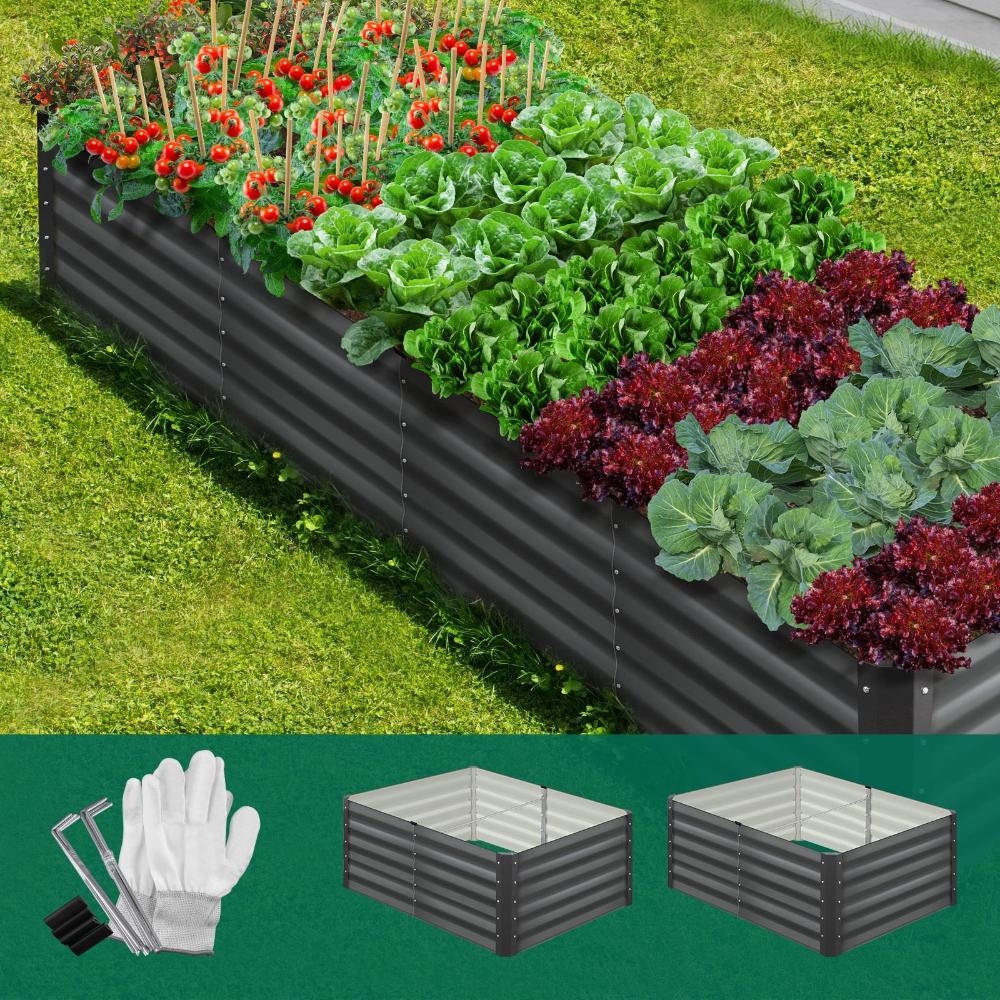 Livsip Garden Bed Kits Raised Instant Planter 160x80x45CM Galvanised Steel 2PCS-Garden Beds-PEROZ Accessories