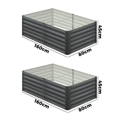 Livsip 160 x 80 x 45cm Garden Bed Galvanised Steel Raised Garden Bed 4pcs-Garden Beds-PEROZ Accessories