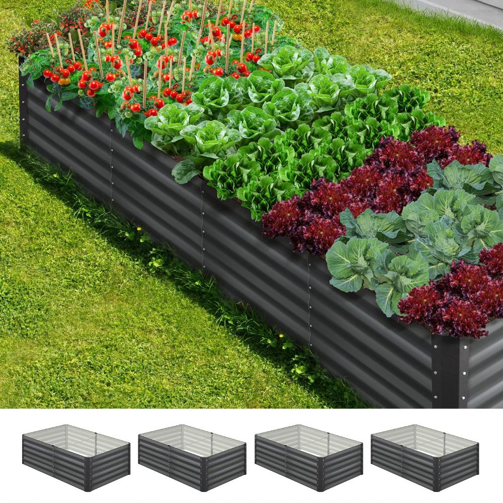 Livsip 160 x 80 x 45cm Garden Bed Galvanised Steel Raised Garden Bed 4pcs-Garden Beds-PEROZ Accessories