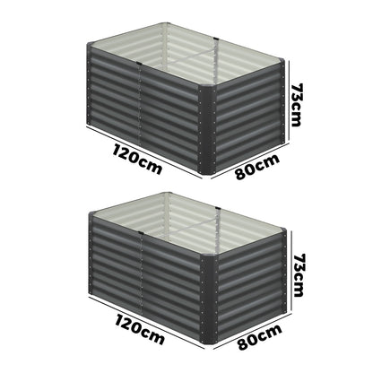 Livsip 120 x 80 x 73cm Garden Bed Galvanised Steel Raised Garden Bed 4pcs-Garden Beds-PEROZ Accessories