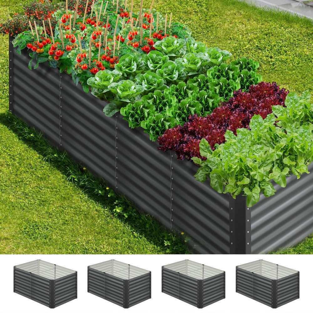 Livsip 120 x 80 x 73cm Garden Bed Galvanised Steel Raised Garden Bed 4pcs-Garden Beds-PEROZ Accessories