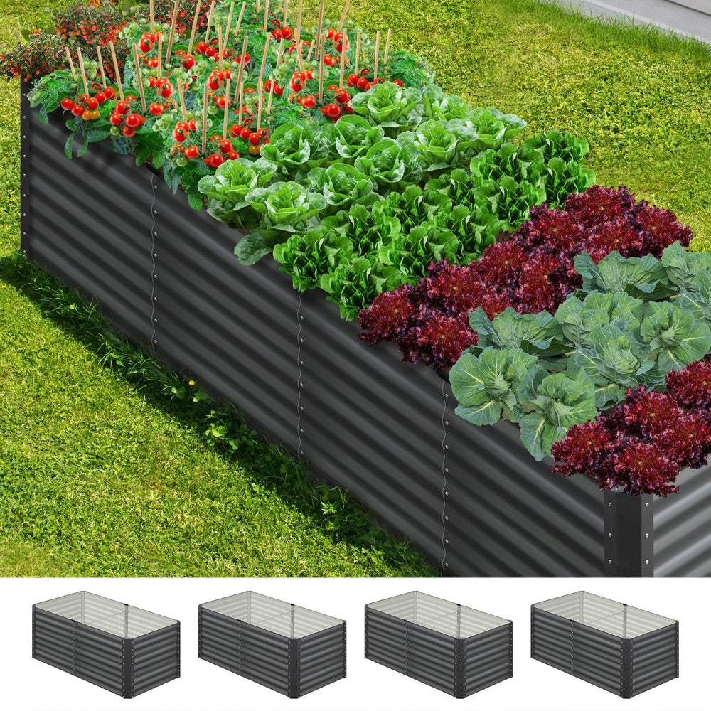 Livsip 160 x 80 x 73cm Garden Bed Galvanised Steel Raised Garden Bed 4pcs-Garden Beds-PEROZ Accessories