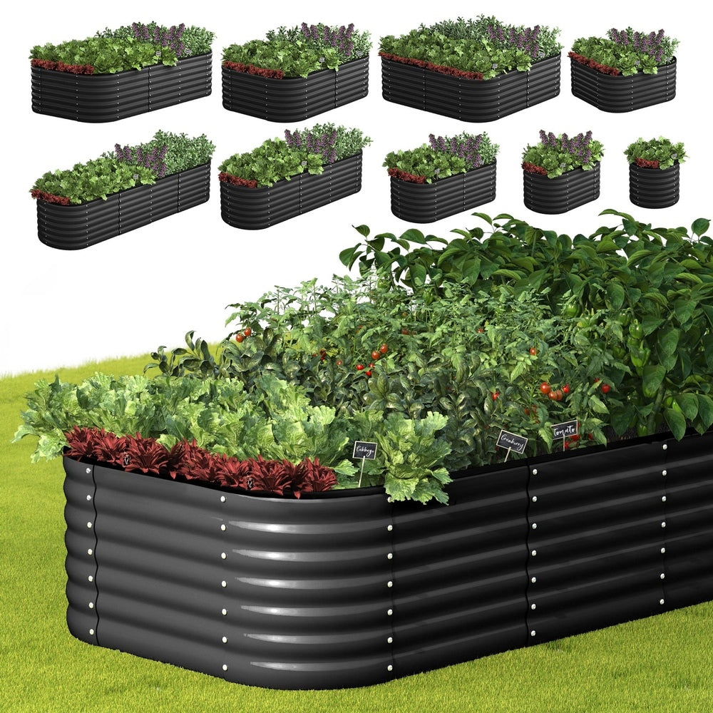 Livsip 9-IN-1 Raised Garden Bed Modular Kit Planter Oval Galvanised Steel 56CM H-Garden Bed-PEROZ Accessories