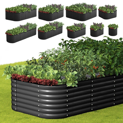 Livsip 9-IN-1 Raised Garden Bed Modular Kit Planter Oval Galvanised Steel 56CM H-Garden Bed-PEROZ Accessories