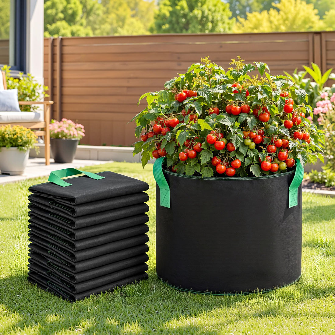 Green Fingers 15 Gallon Grow Bags 300gsm thick Aeration Fabric Pots 10 Pack-Home &amp; Garden > Garden Beds > Garden Beds &amp; Planters-PEROZ Accessories