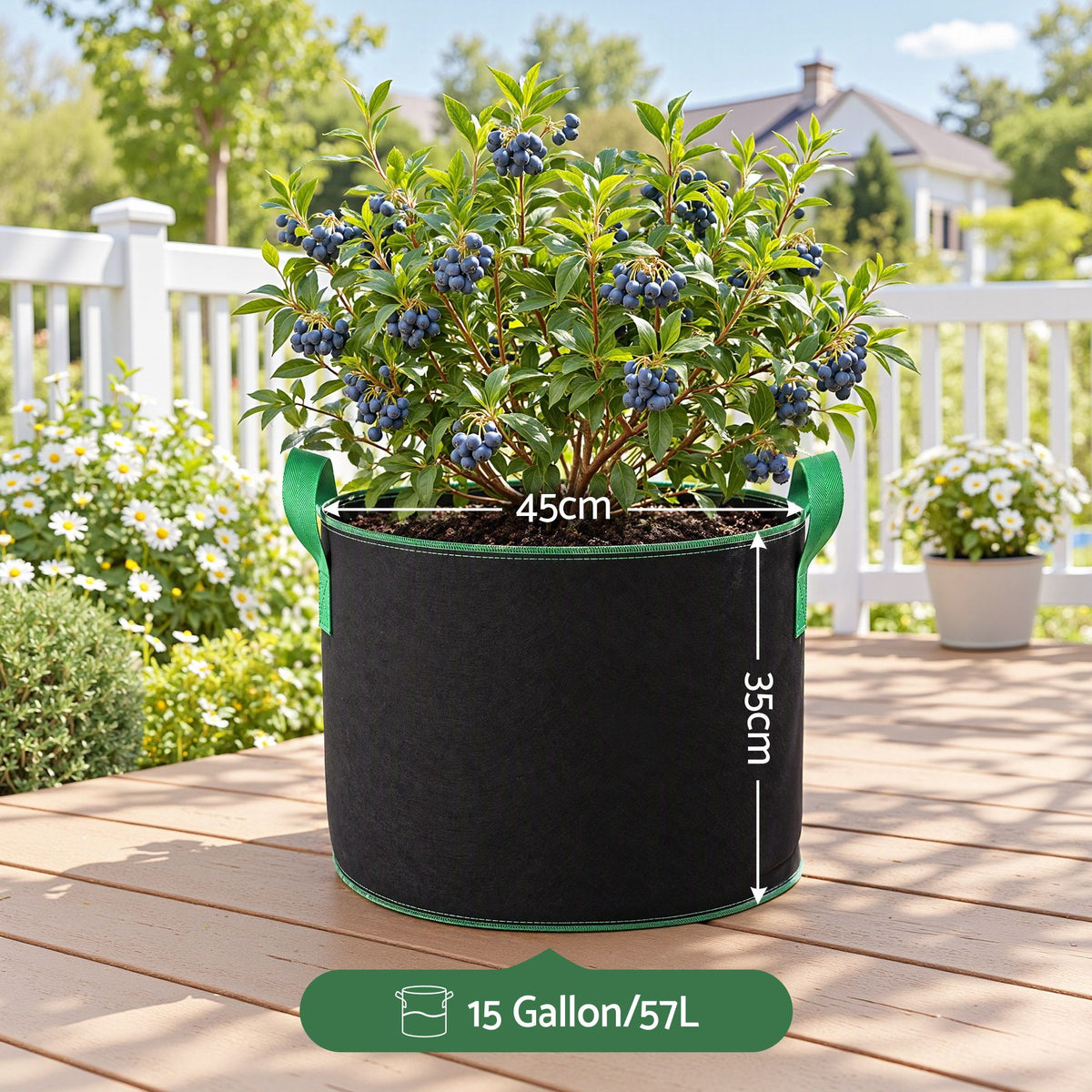 Green Fingers 15 Gallon Grow Bags 300gsm thick Aeration Fabric Pots 10 Pack-Home &amp; Garden > Garden Beds > Garden Beds &amp; Planters-PEROZ Accessories