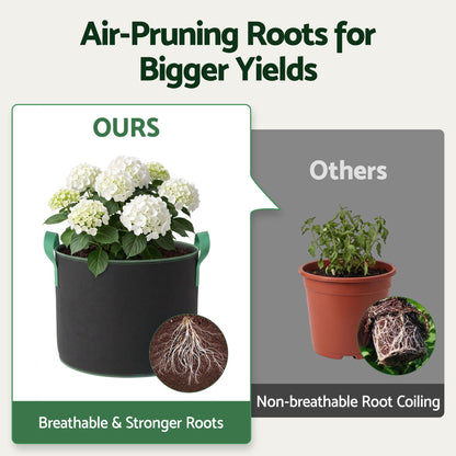 Green Fingers 15 Gallon Grow Bags 300gsm thick Aeration Fabric Pots 10 Pack-Home &amp; Garden > Garden Beds > Garden Beds &amp; Planters-PEROZ Accessories