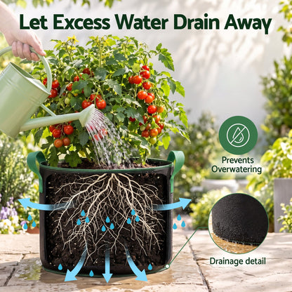 Green Fingers 15 Gallon Grow Bags 300gsm thick Aeration Fabric Pots 10 Pack-Home &amp; Garden > Garden Beds > Garden Beds &amp; Planters-PEROZ Accessories