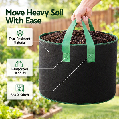 Green Fingers 15 Gallon Grow Bags 300gsm thick Aeration Fabric Pots 10 Pack-Home &amp; Garden > Garden Beds > Garden Beds &amp; Planters-PEROZ Accessories