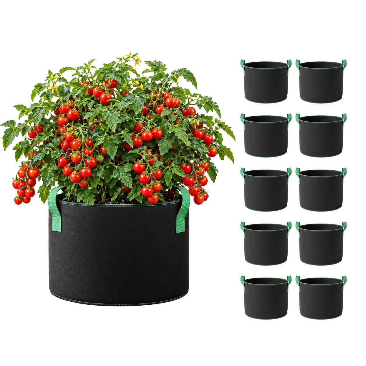 Green Fingers 15 Gallon Grow Bags 300gsm thick Aeration Fabric Pots 10 Pack-Home &amp; Garden > Garden Beds > Garden Beds &amp; Planters-PEROZ Accessories
