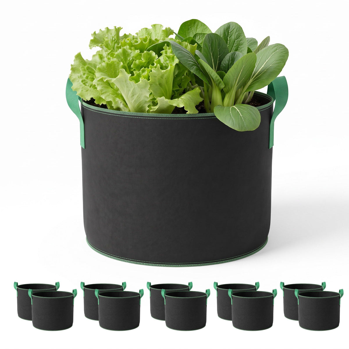 Green Fingers 15 Gallon Grow Bags 300gsm thick Aeration Fabric Pots 10 Pack-Home &amp; Garden > Garden Beds > Garden Beds &amp; Planters-PEROZ Accessories