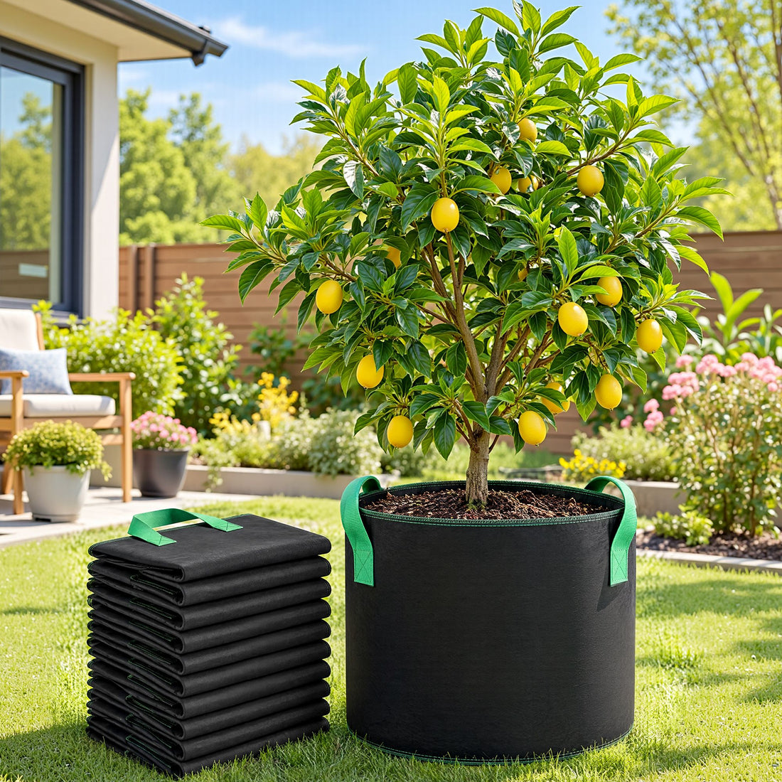 Green Fingers 20 Gallon Grow Bags 300gsm thick Aeration Fabric Pots 10 Pack-Home &amp; Garden > Garden Beds > Garden Beds &amp; Planters-PEROZ Accessories