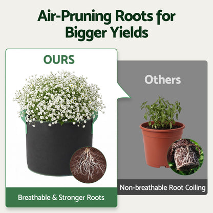 Green Fingers 20 Gallon Grow Bags 300gsm thick Aeration Fabric Pots 10 Pack-Home &amp; Garden > Garden Beds > Garden Beds &amp; Planters-PEROZ Accessories