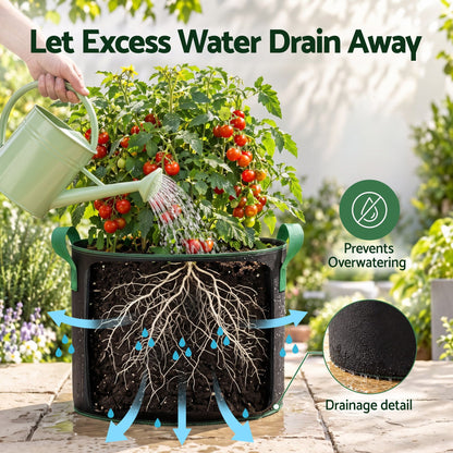 Green Fingers 20 Gallon Grow Bags 300gsm thick Aeration Fabric Pots 10 Pack-Home &amp; Garden > Garden Beds > Garden Beds &amp; Planters-PEROZ Accessories