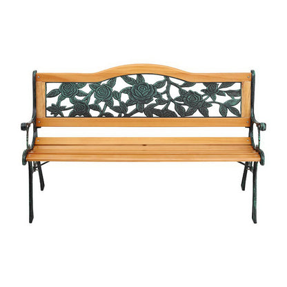 Gardeon Outdoor Garden Bench Seat 126cm Wooden Cast Iron 3 Seater Patio Furniture-Furniture &gt; Outdoor &gt; Outdoor Benches-PEROZ Accessories
