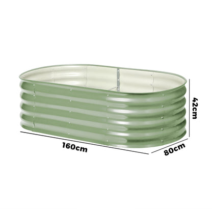 Livsip 2x Garden Bed 160x80x42cm Planter Box Raised Container Galvanised Green-Garden Bed-PEROZ Accessories