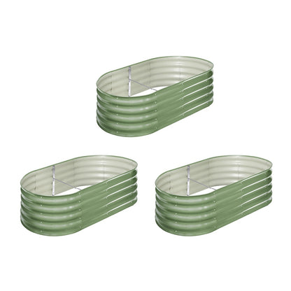 Livsip 3x Garden Bed 160x80x42cm Planter Box Raised Container Galvanised Green-Garden Bed-PEROZ Accessories