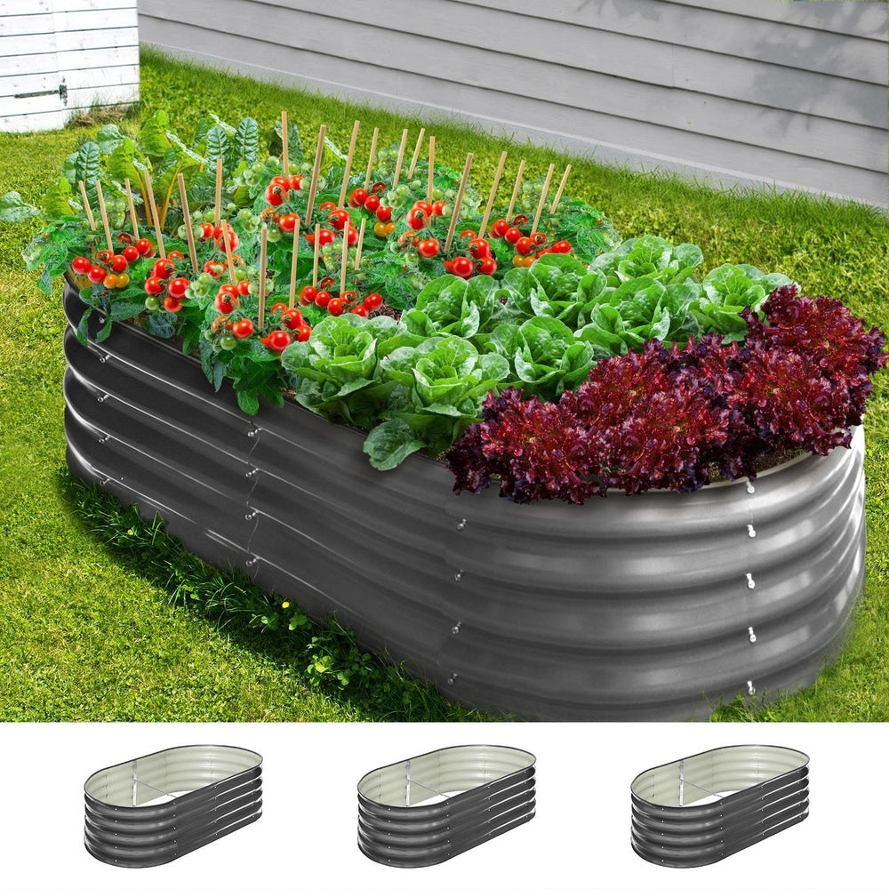 Livsip 3X Garden Bed Galvanised Raised Garden Bed 160X80X42CM-Garden Beds-PEROZ Accessories