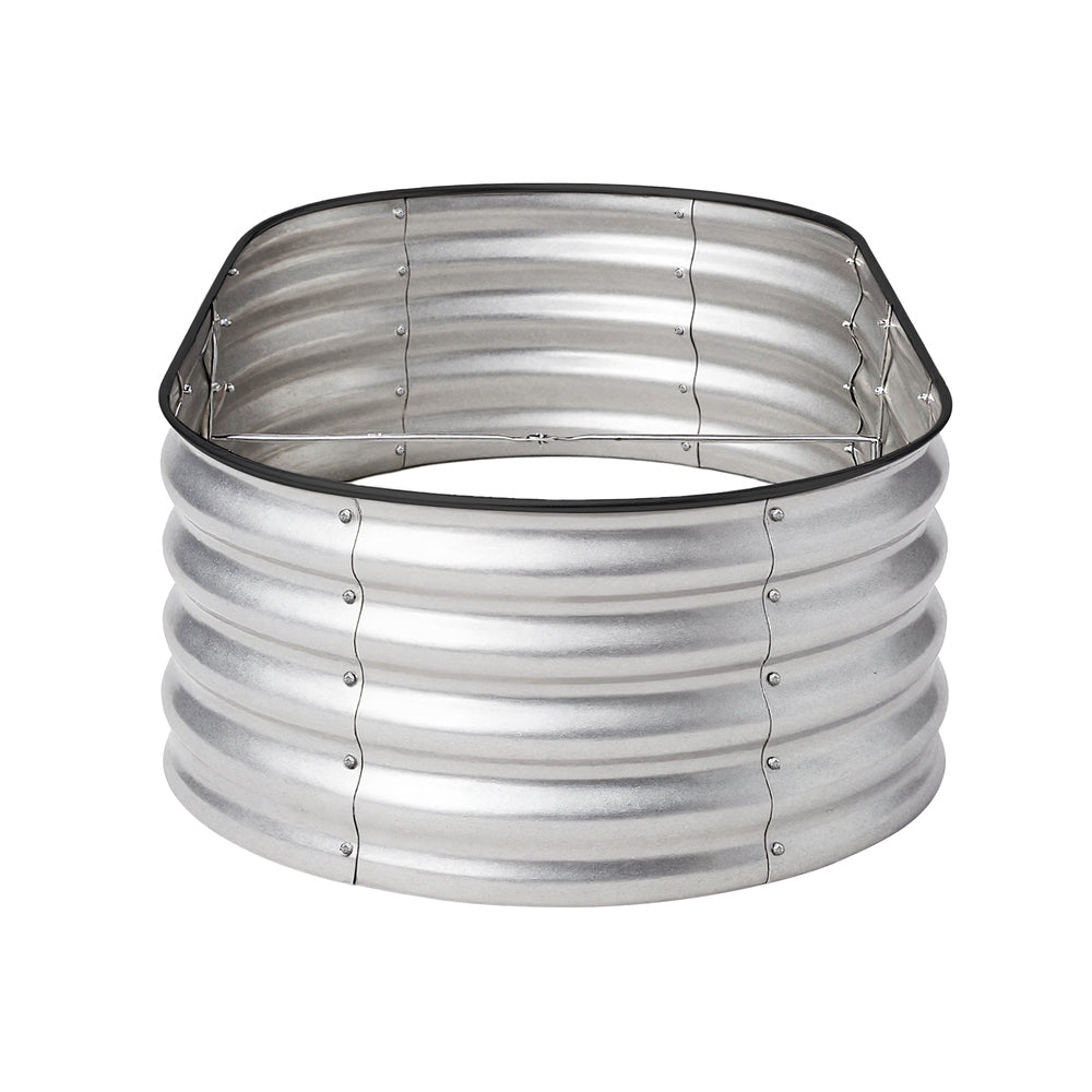 Livsip Outdoor Garden Bed Oval Galvanised Steel 160x80x42cm Silver-Garden Bed-PEROZ Accessories