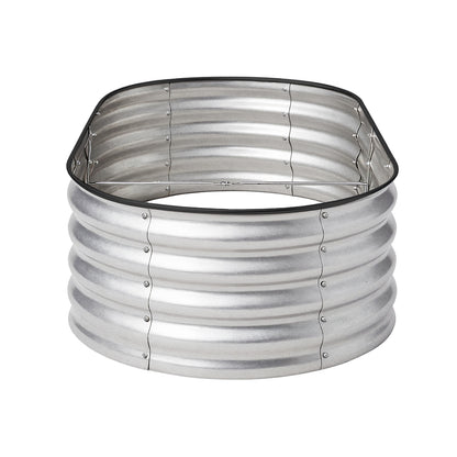 Livsip Outdoor Garden Bed Oval Galvanised Steel 160x80x42cm Silver-Garden Bed-PEROZ Accessories