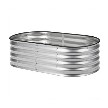 Livsip Outdoor Garden Bed Oval Galvanised Steel 160x80x42cm Silver-Garden Bed-PEROZ Accessories