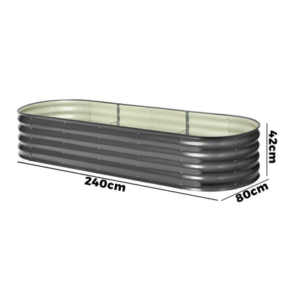 Livsip 2X Garden Bed Galvanised Raised Garden Bed 240X80X42CM-Garden Beds-PEROZ Accessories